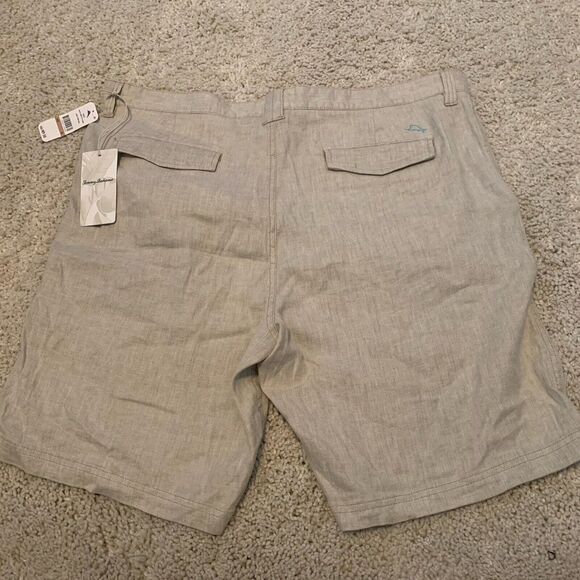 Tommy Bahama Shorts Mens 42 Beach Linen 10” Stone Khaki Embroidered Logo NEW - Picture 3 of 8